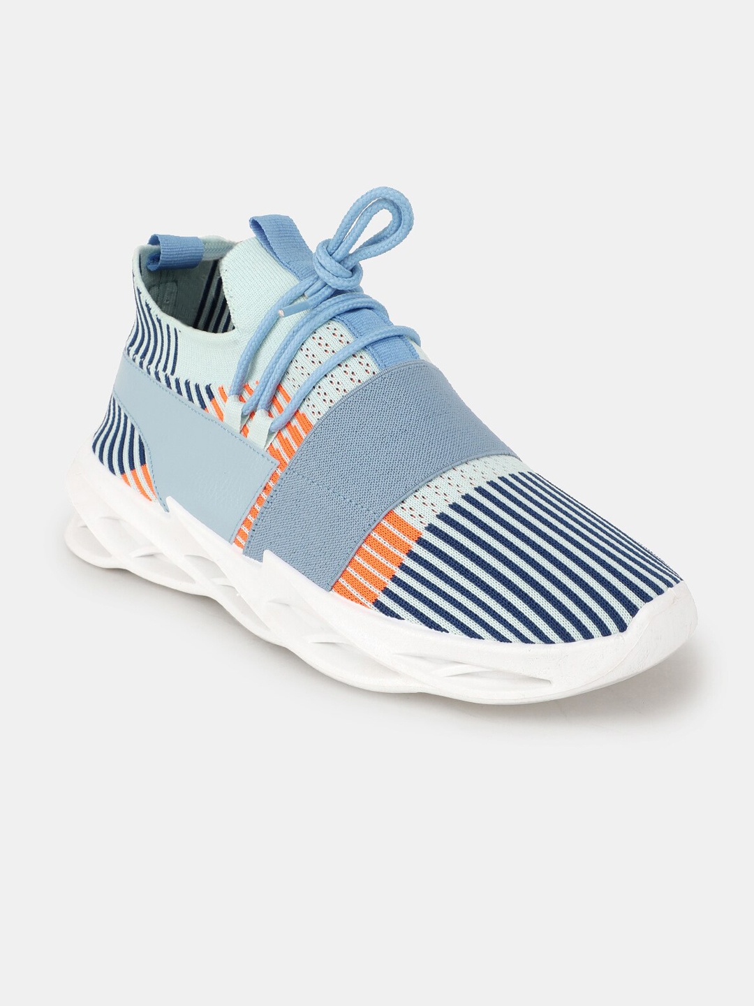 

RapidBox Men Blue Striped Slip-On Sneakers