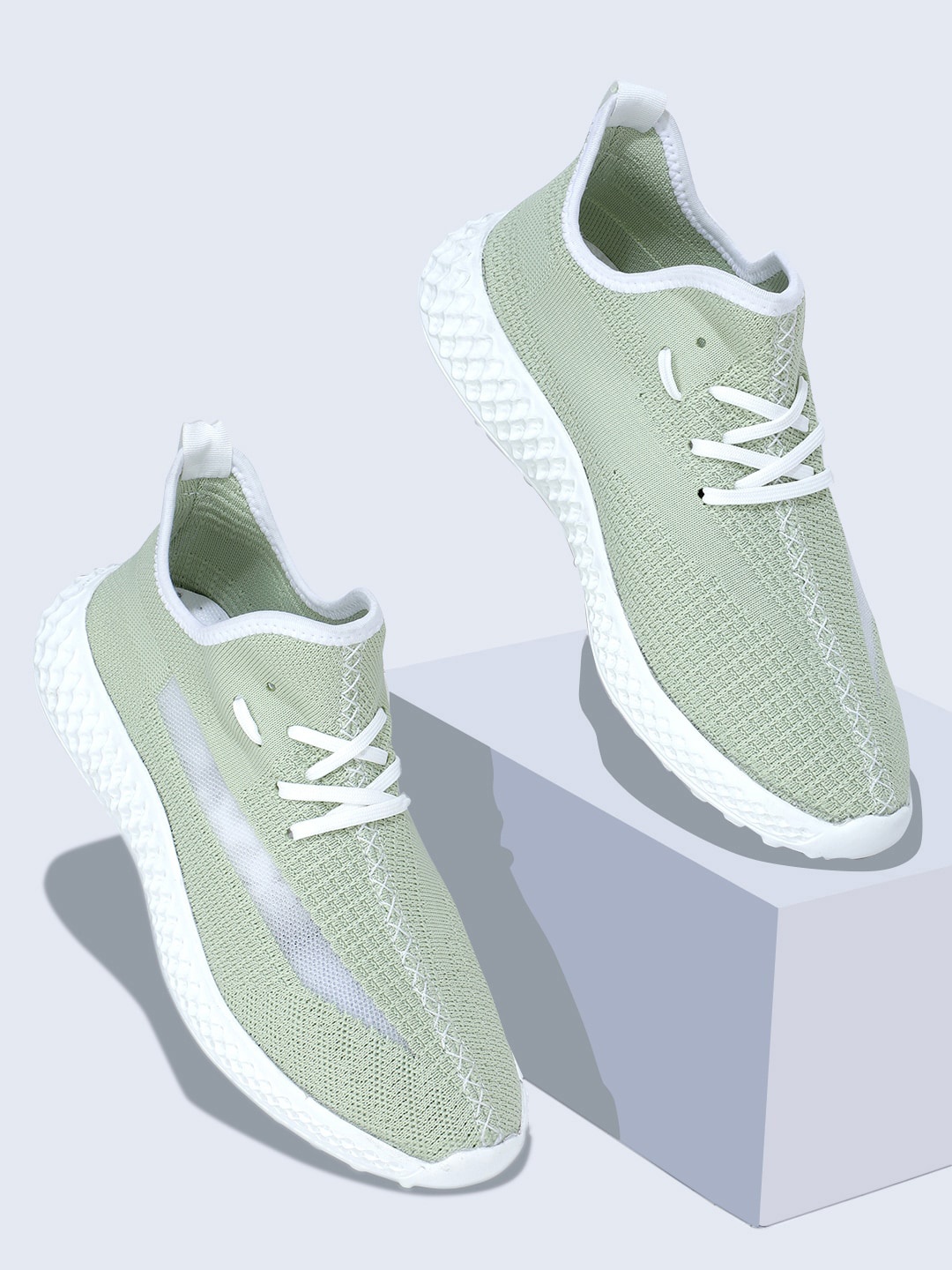 

RapidBox Men Green Woven Design Sneakers