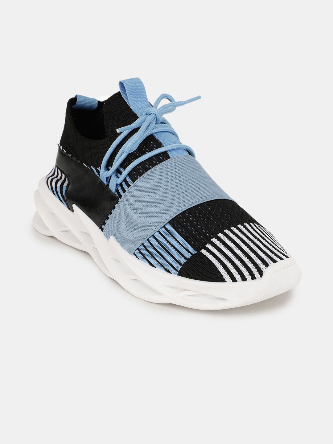 

RapidBox Men Black & Blue Striped Sneakers