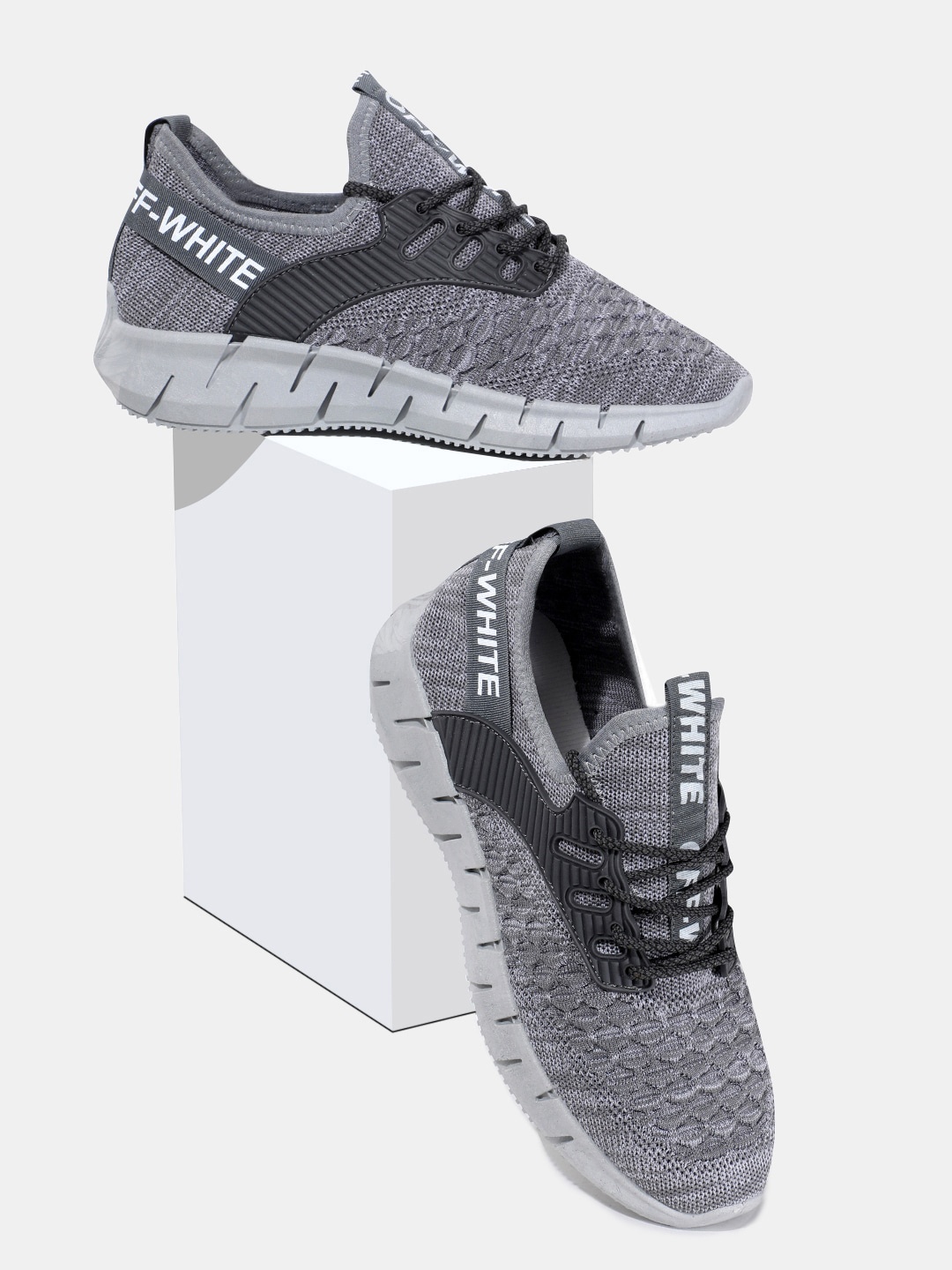 

RapidBox Men Grey Woven Design Sneakers