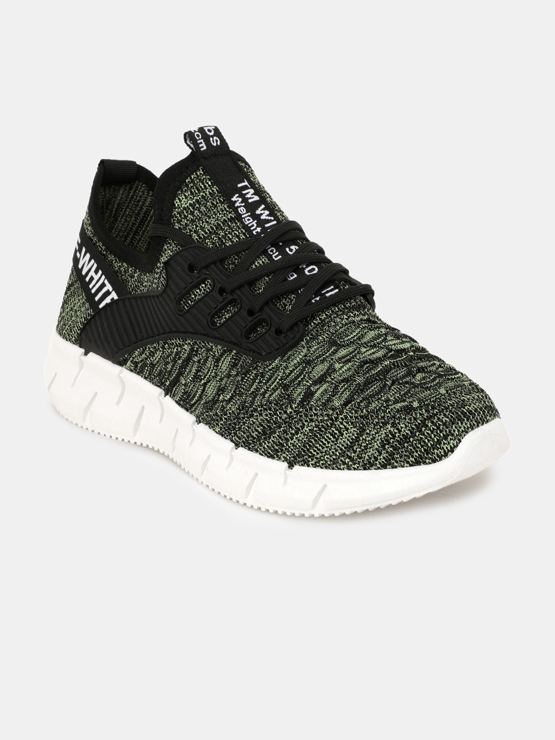 

RapidBox Men Green & Black Woven Design Sneakers