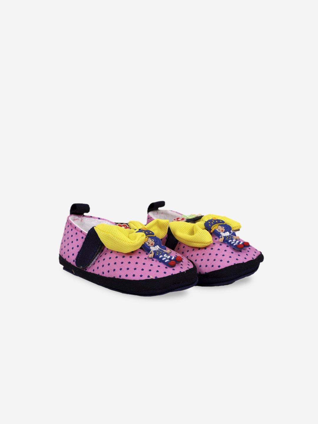 

Superminis Infant Kids Pink & Yellow Printed Booties