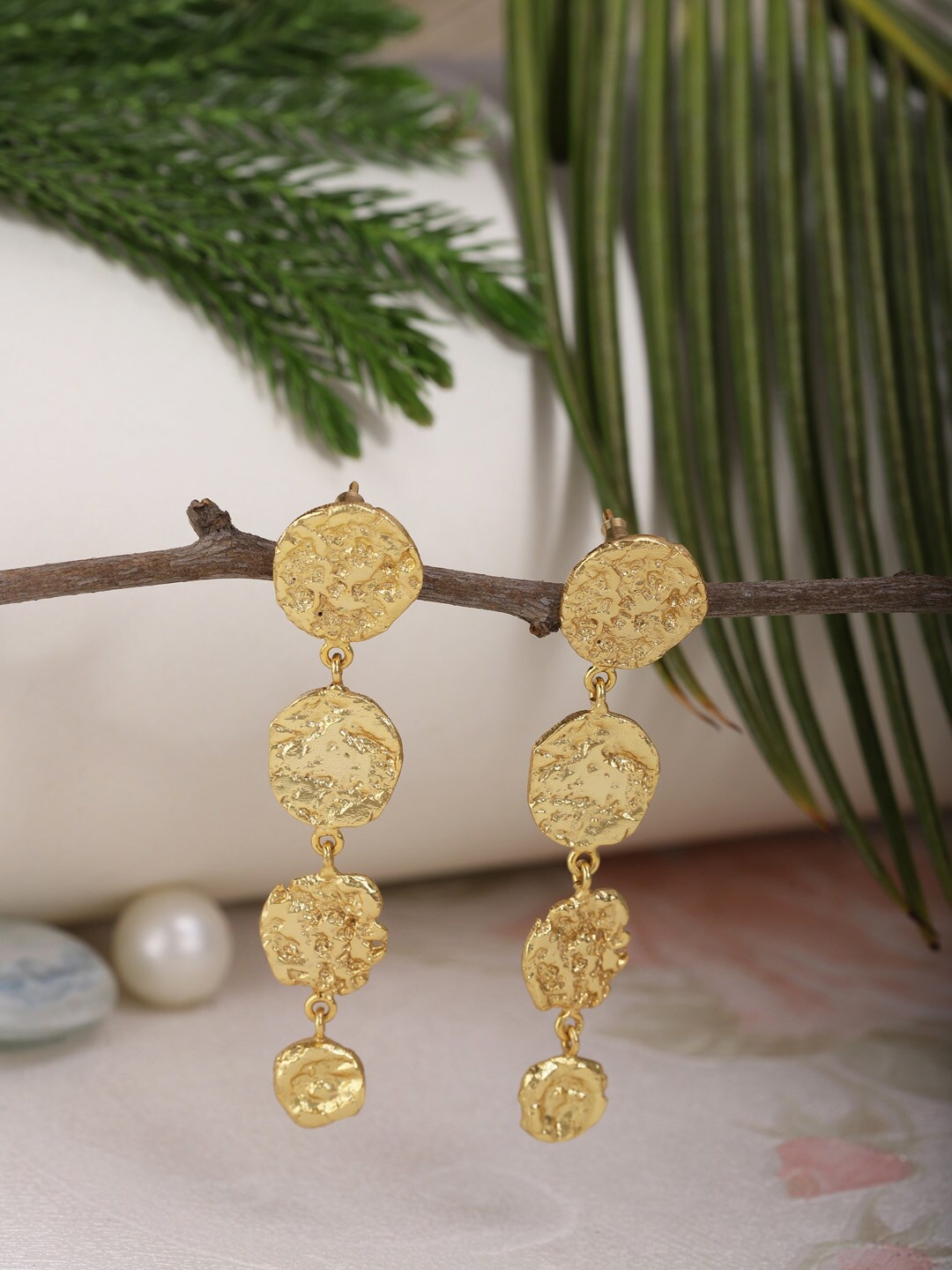 

Berserk Gold-Toned Contemporary Drop Earrings