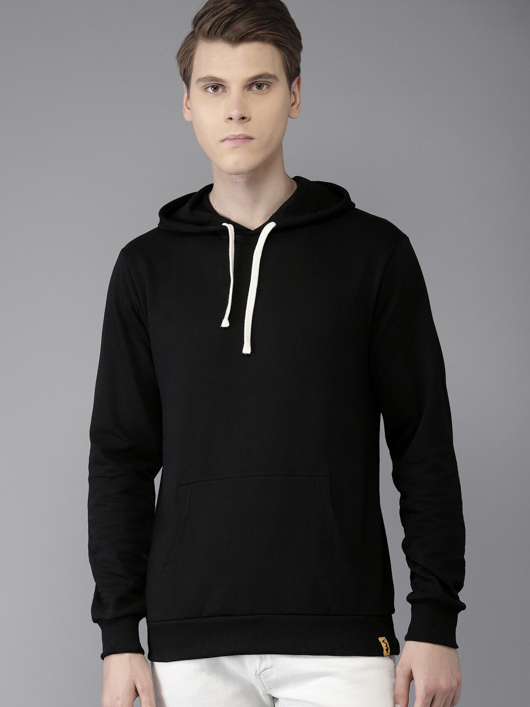 

Campus Sutra Men Black Hooded Sweatshirt