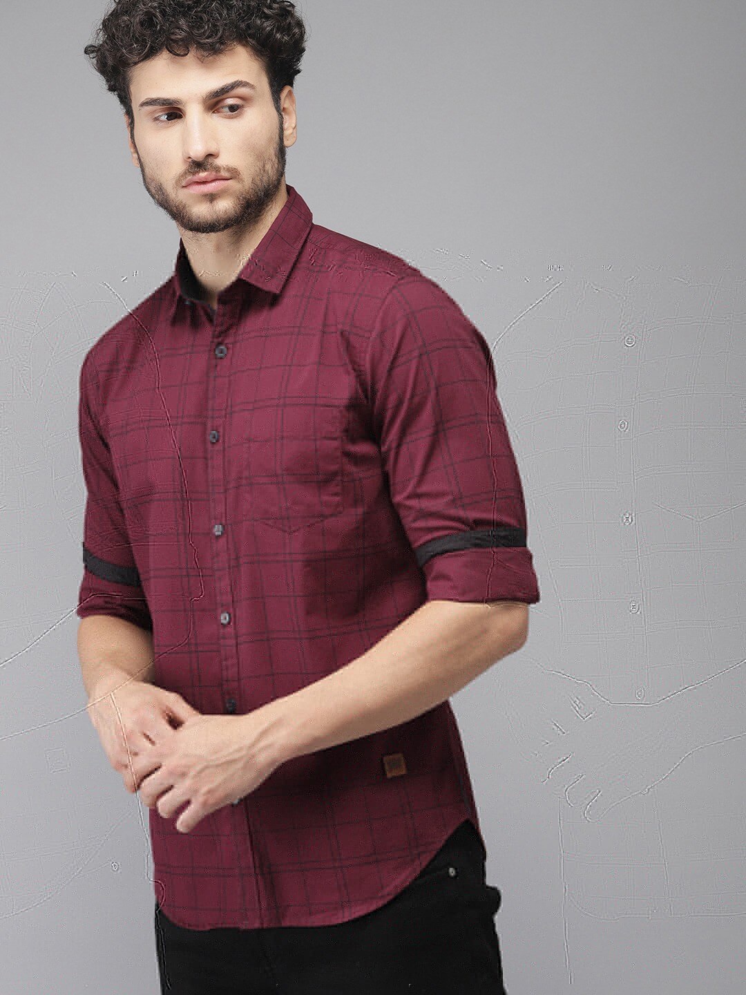 

Campus Sutra Men Maroon Cotton Classic Tartan Checks Opaque Checked Casual Shirt