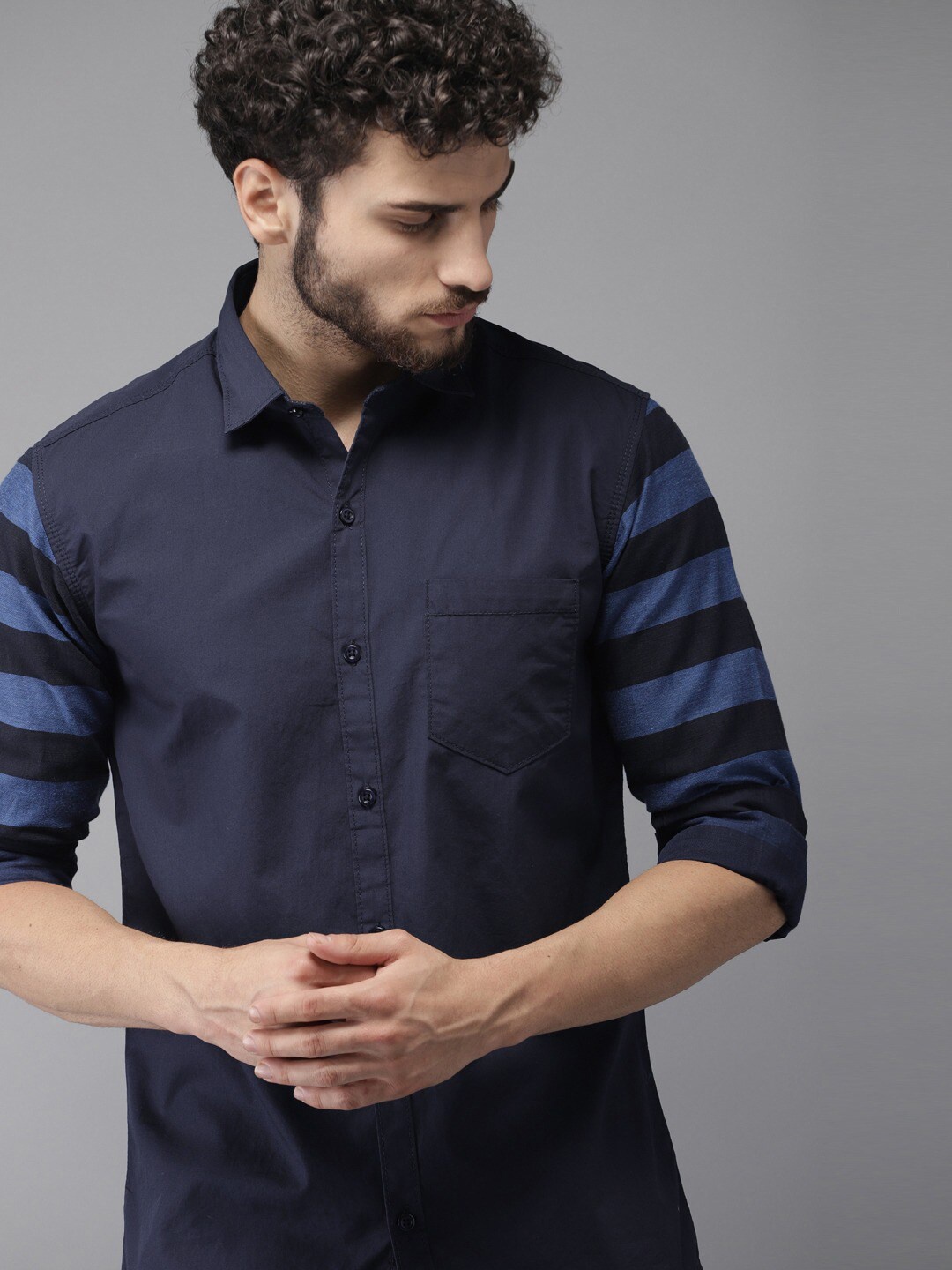

Campus Sutra Men Navy Blue Classic Opaque Casual Shirt