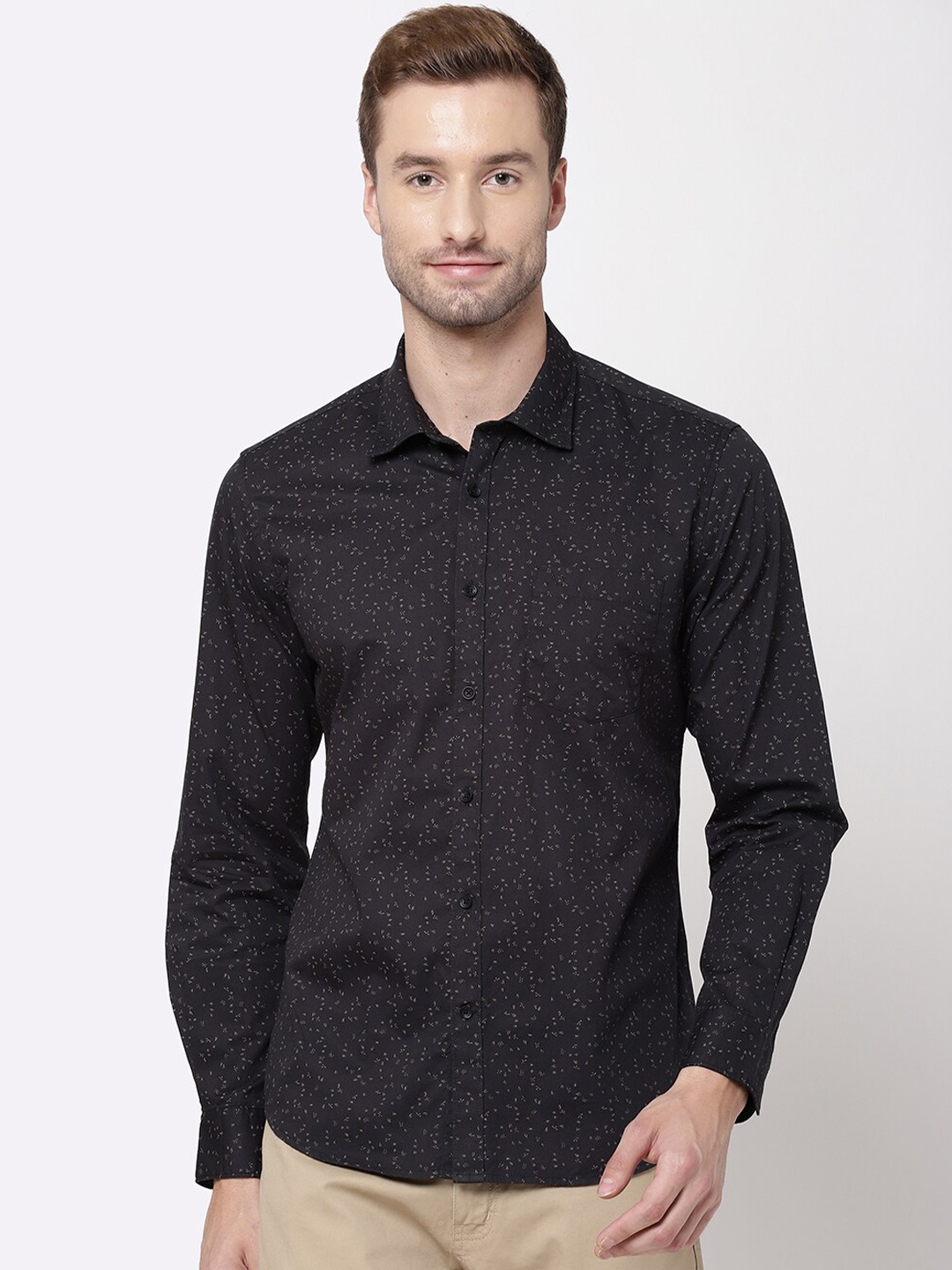 

AD By Arvind Men Black Printed Casual Cotton Shirt