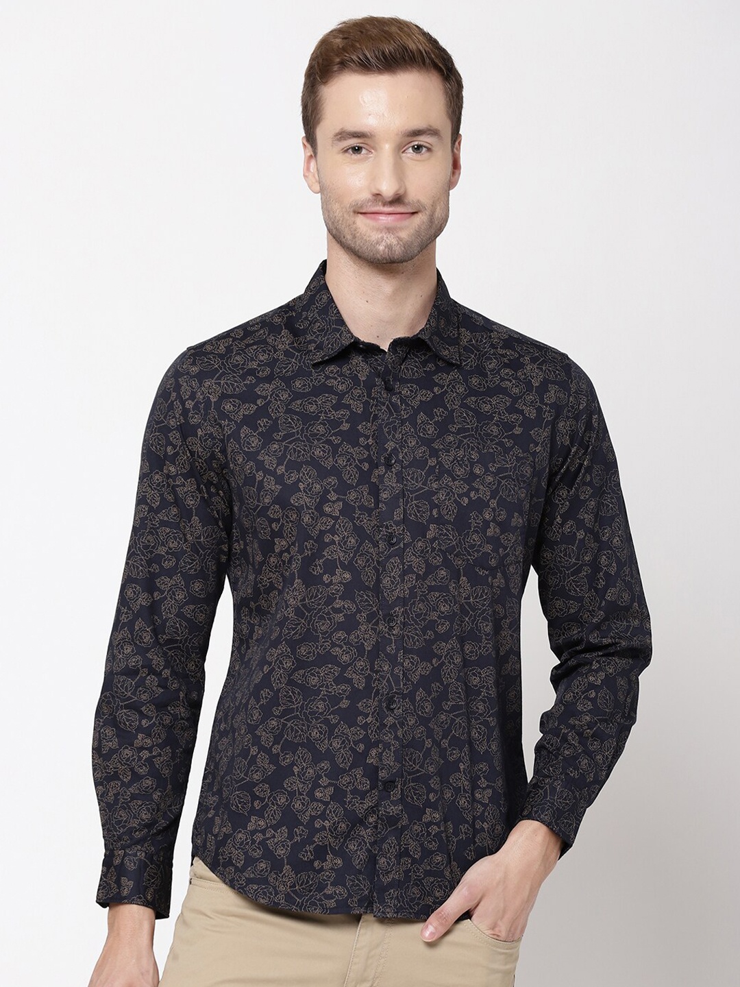 

AD By Arvind Men Blue Floral Opaque Printed Casual Shirt