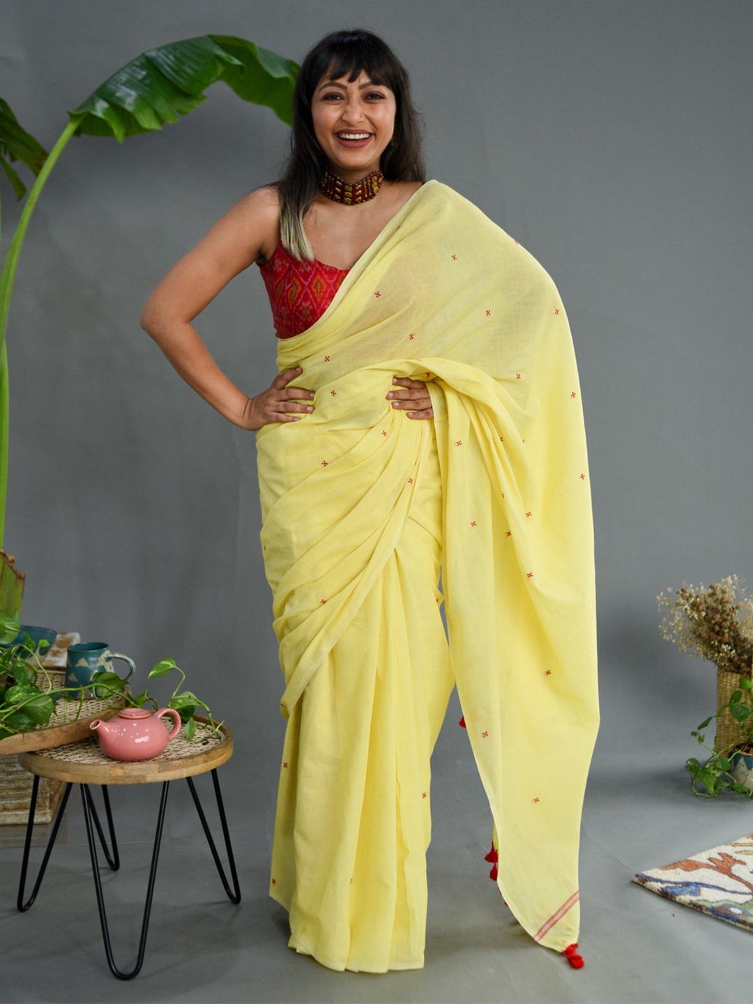 

Suta Yellow & Maroon Pure Cotton Saree