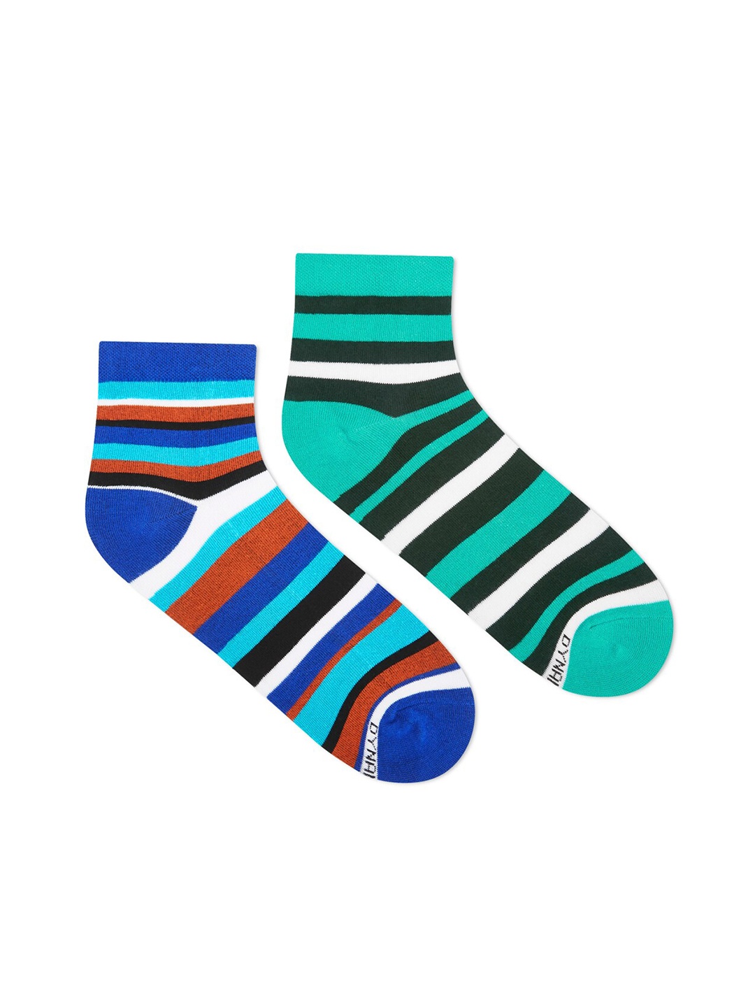 

Dynamocks Men Pack of 2 Striped Cotton Ankle-Length Socks, Blue