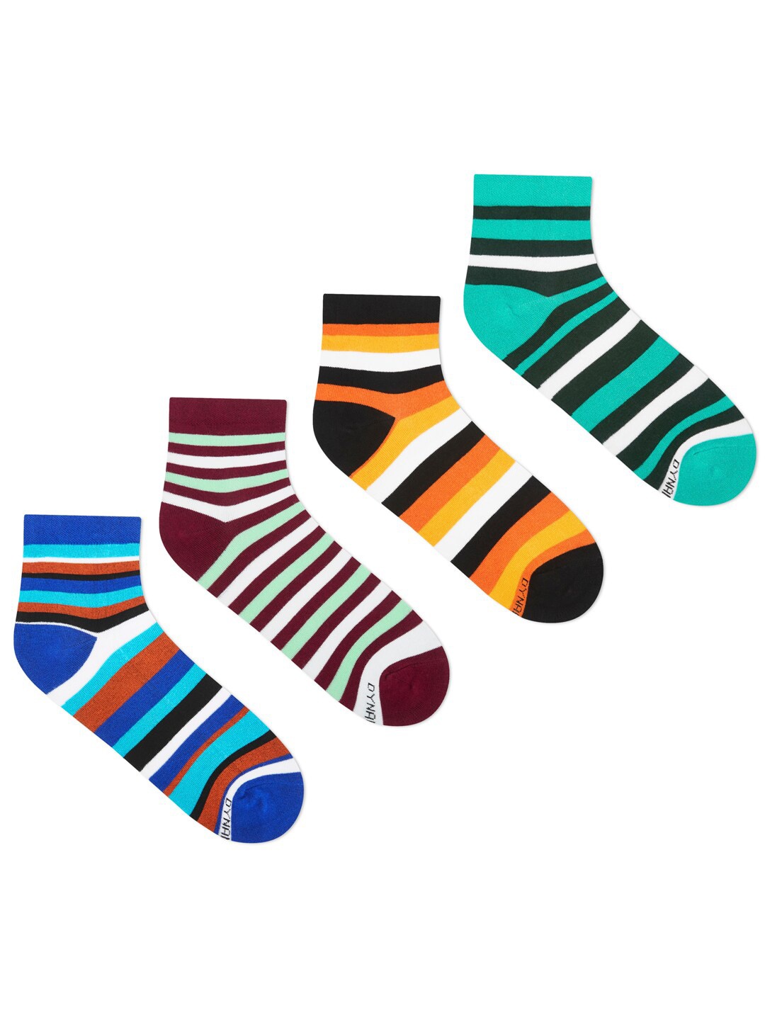 

Dynamocks Unisex Pack Of 4 Multicoloured Striped Ankle-Length Socks, Multi