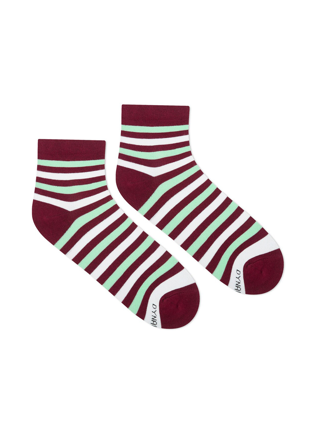 

Dynamocks Unisex Maroon & White Striped Cotton Ankle-Length Socks