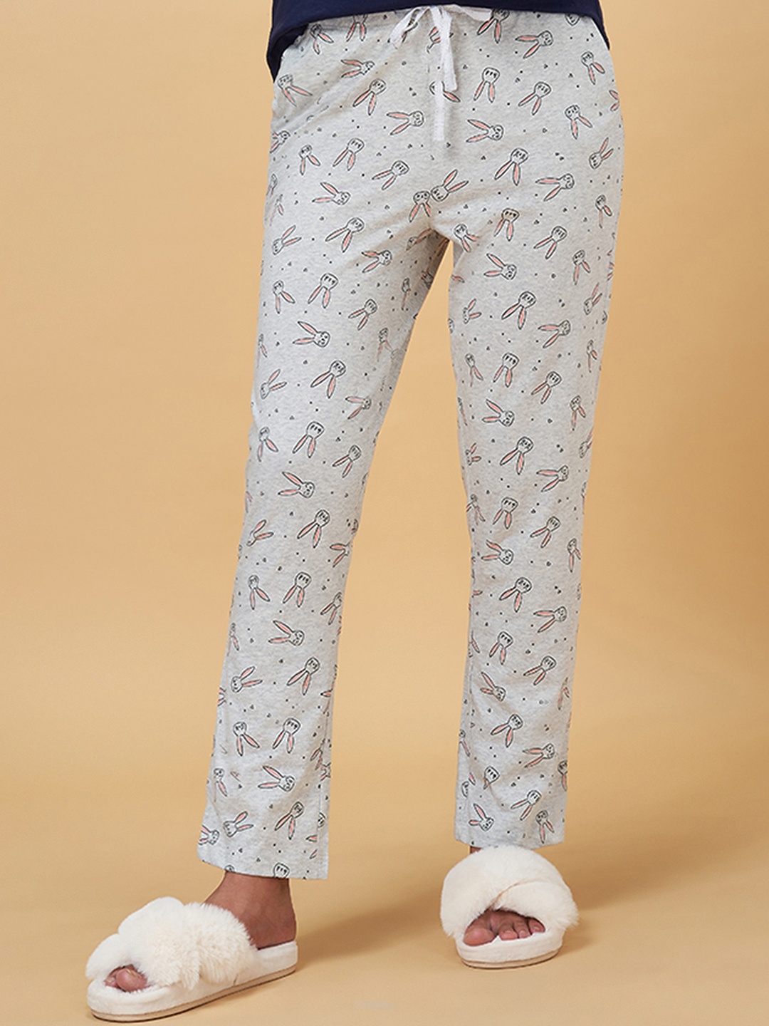 

Dreamz by Pantaloons Women Grey Cotton Printed Lounge Pants