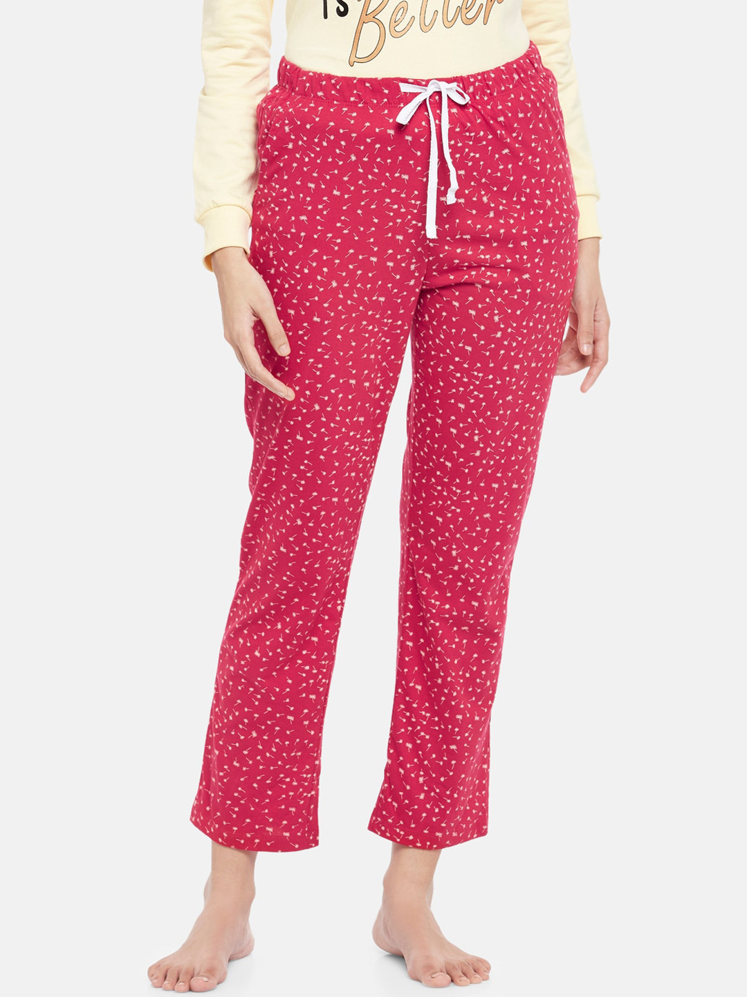 

Dreamz by Pantaloons Women Red Printed Cotton Lounge Pants
