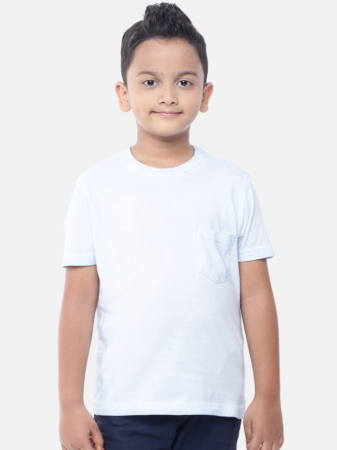 

PIPIN Boys Blue Solid Pure Cotton T-shirt