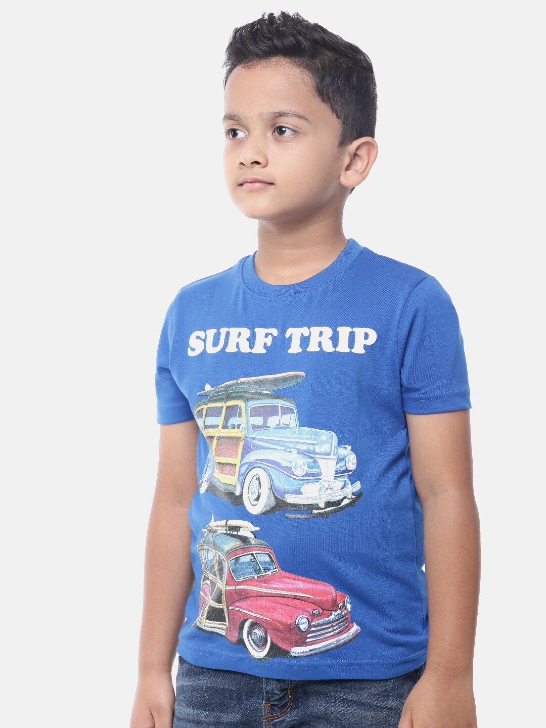 

PIPIN Boys Blue Typography Printed Applique T-shirt