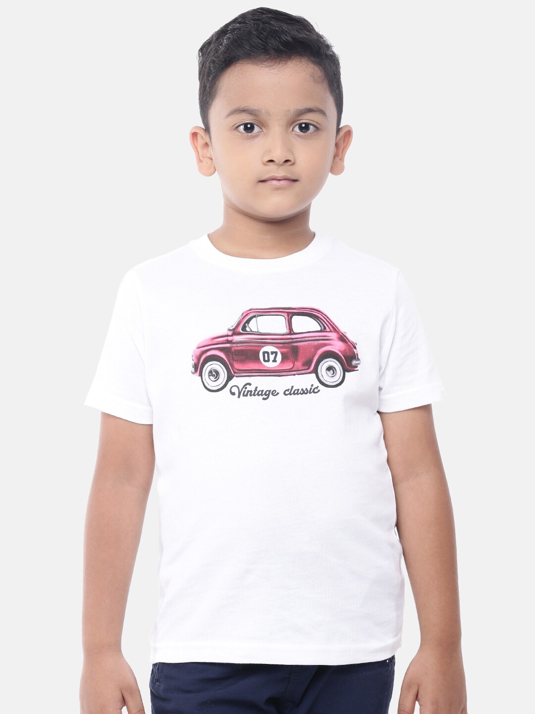 

PIPIN Boys White Printed Cotton T-shirt