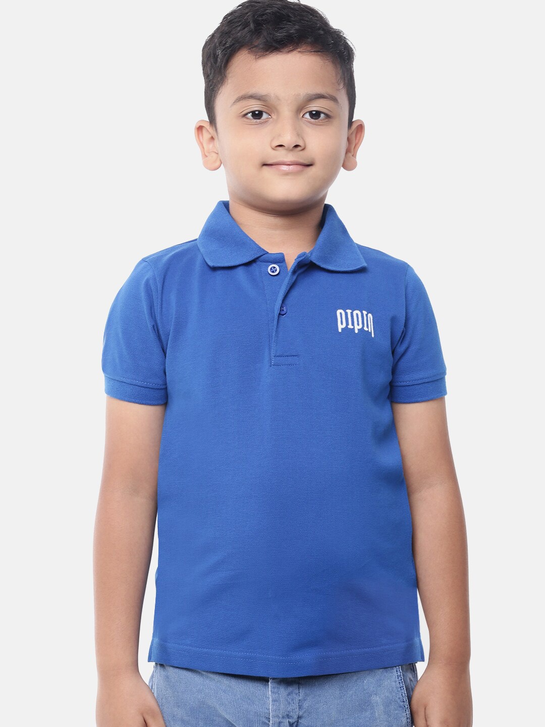 

PIPIN Boys Blue Pure Cotton Polo Collar T-shirt