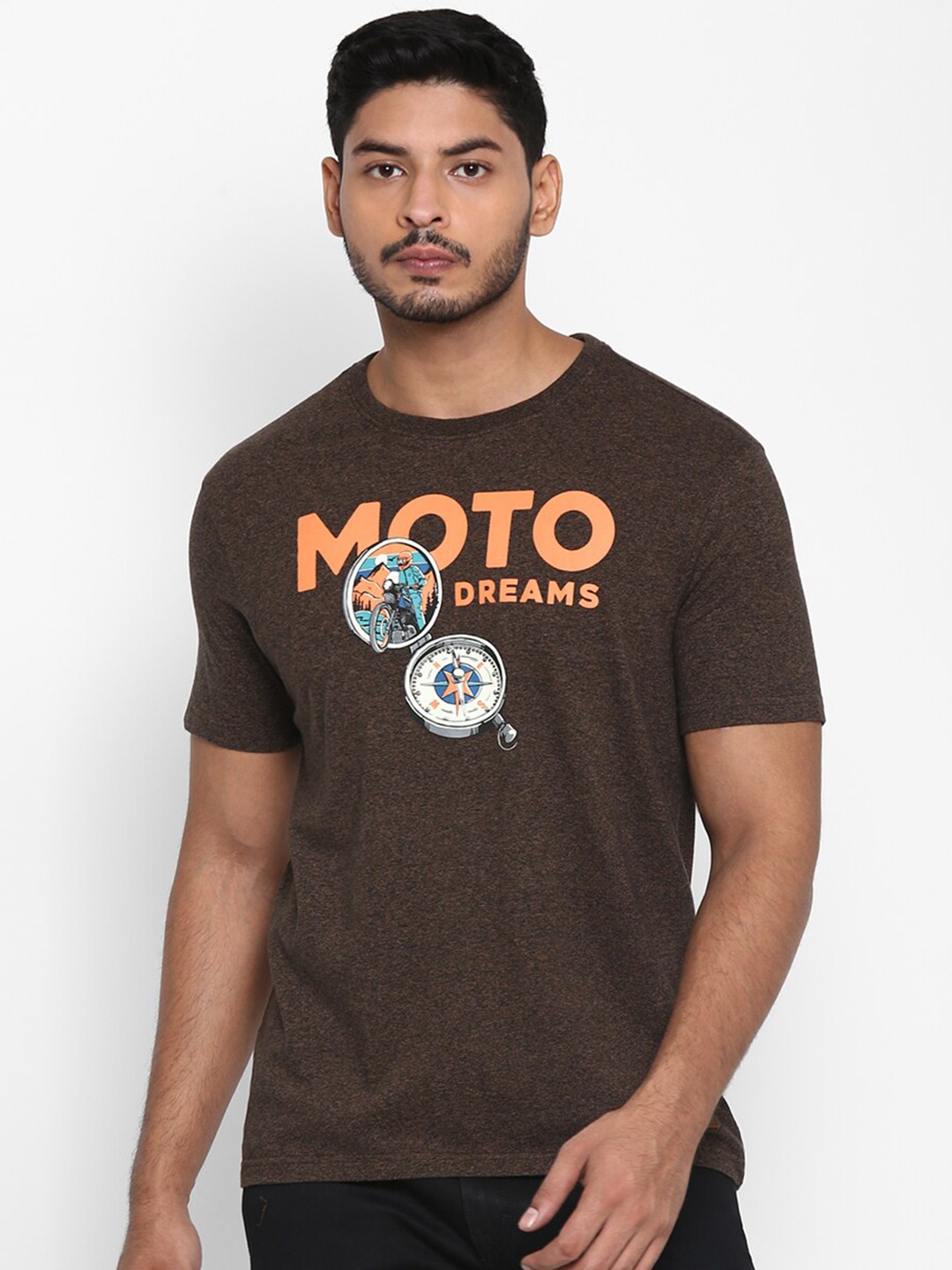

Royal Enfield Men Black & Orange Typography Printed T-shirt