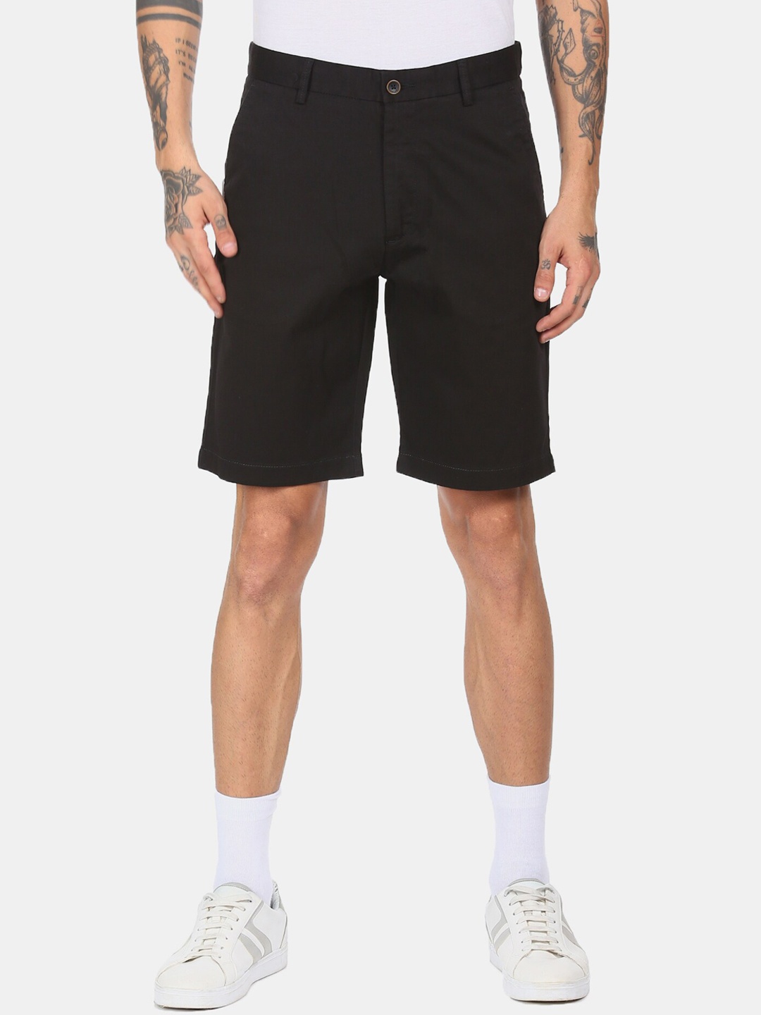 

Arrow Sport Men Black Solid Mid Rise Regular Shorts
