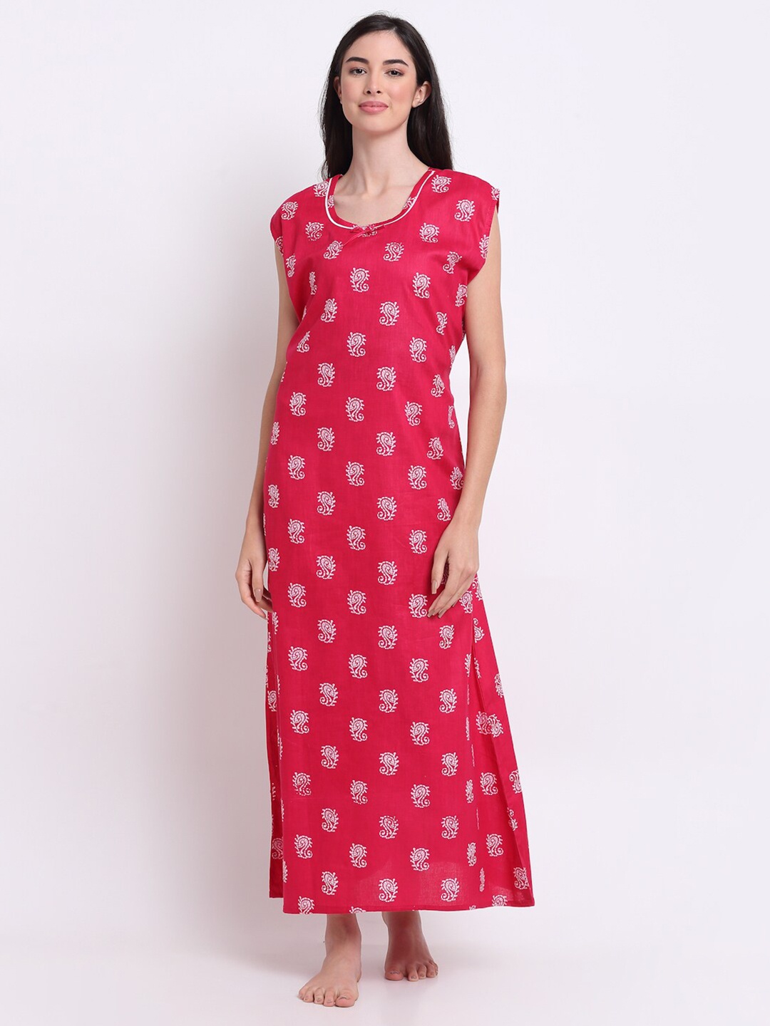 

Secret Wish Pink Printed Maxi Cotton Nightdress