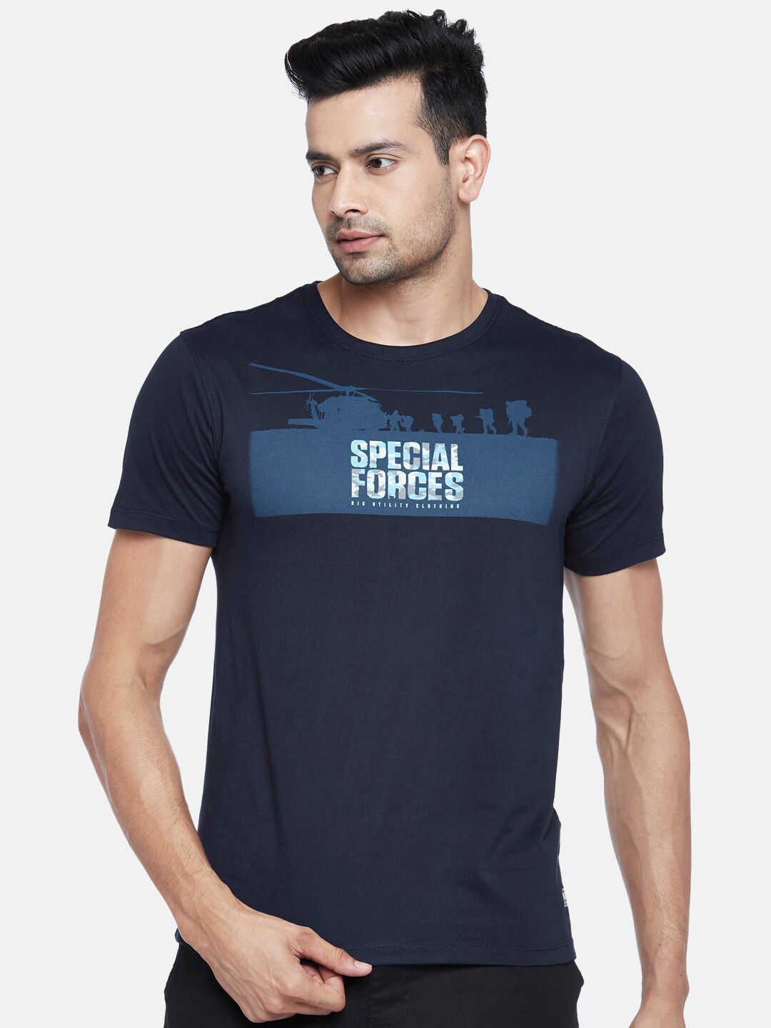 

Urban Ranger by pantaloons Men Navy Blue Slim Fit T-shirt