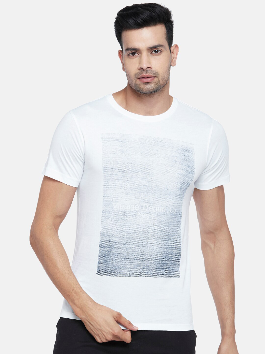 

Urban Ranger by pantaloons Men White Slim Fit T-shirt