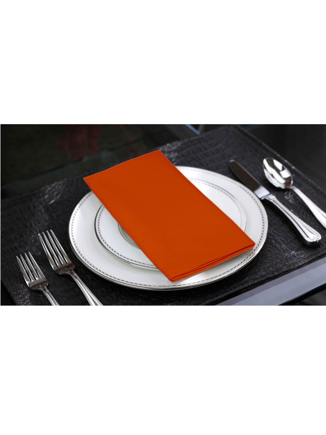 

Lushomes Set Of 6 Orange Solid Cotton Table Napkin
