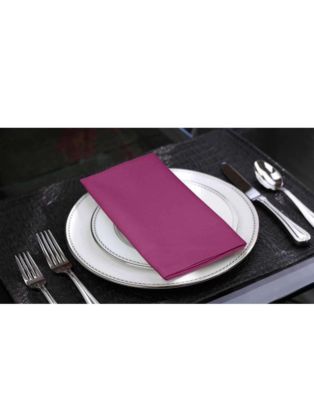 

Lushomes Set Of 6 Purple Solid Cotton Table Napkins