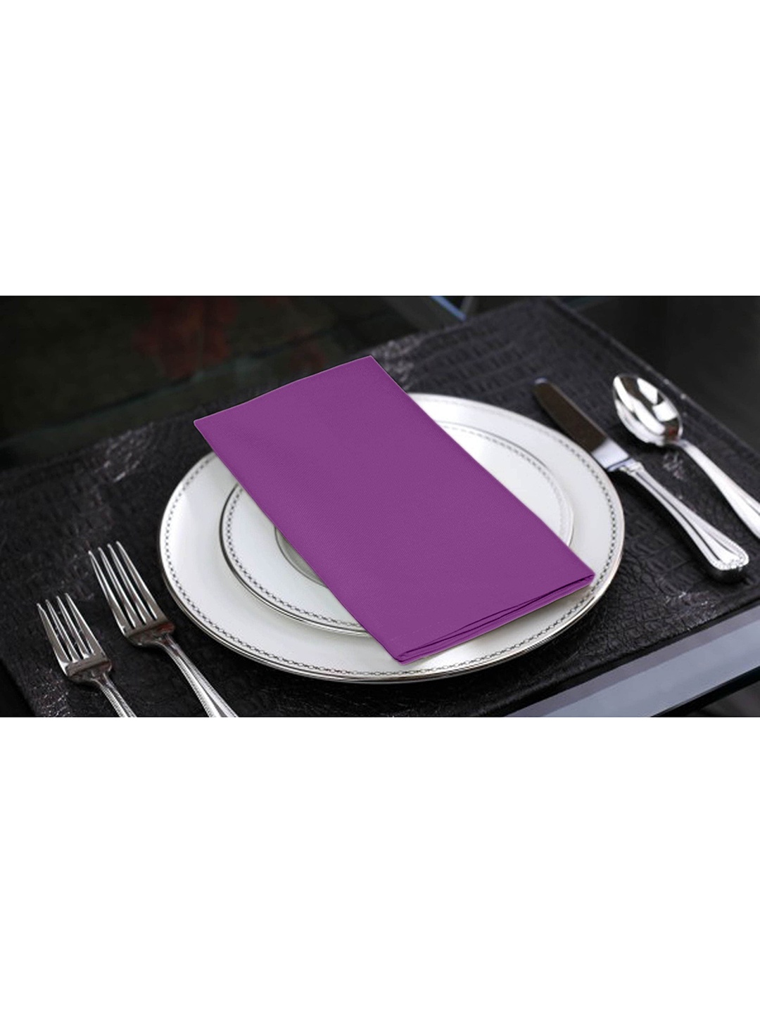 

Lushomes Set Of 6 Purple Solid Cotton Table Napkins