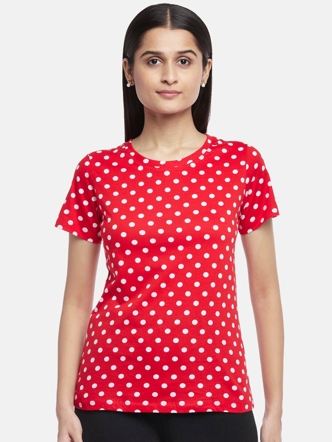 

Honey by Pantaloons Women Red Cotton Printed T-shirt