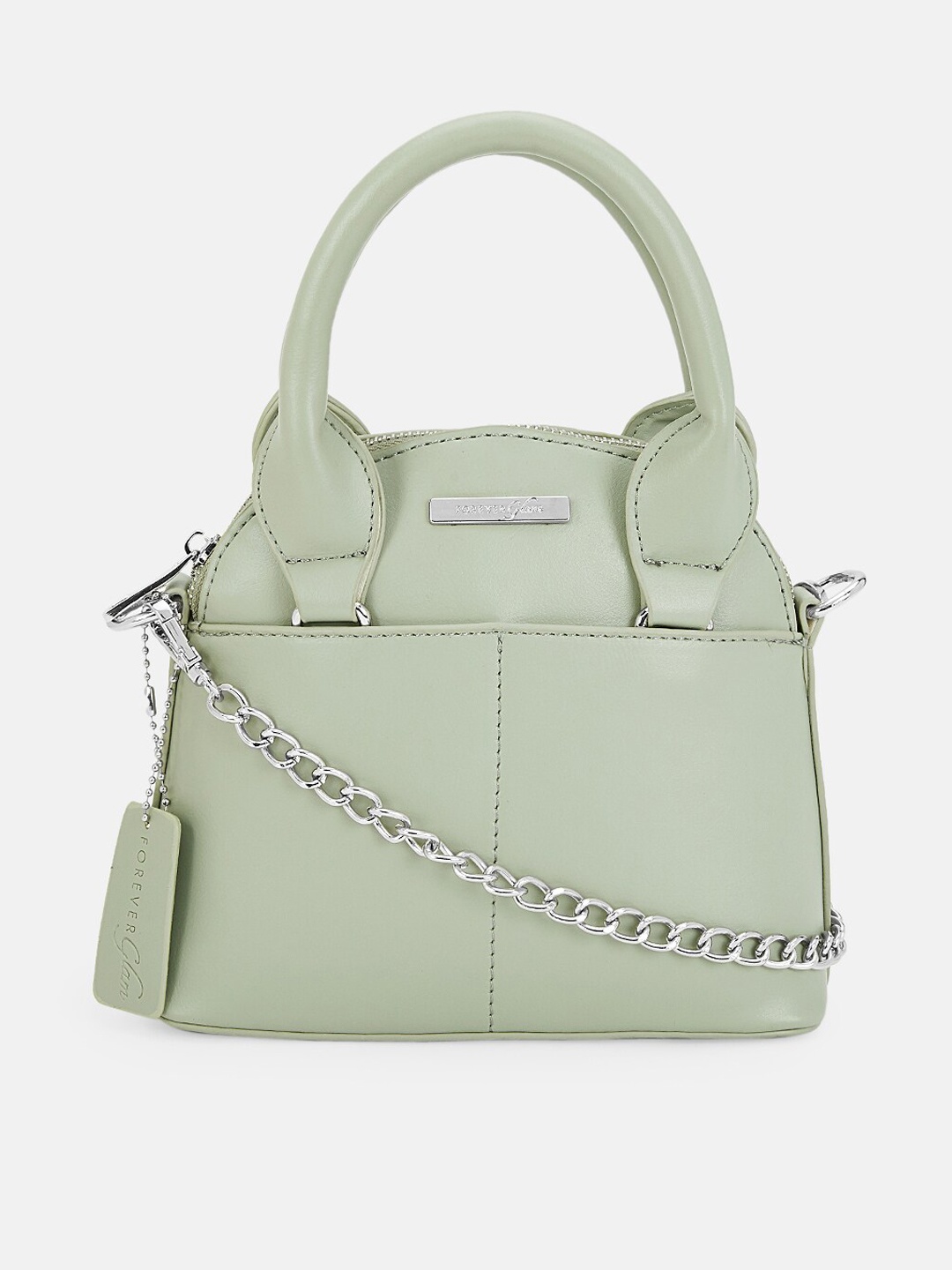 

Forever Glam by Pantaloons Green Structured Handheld Bag