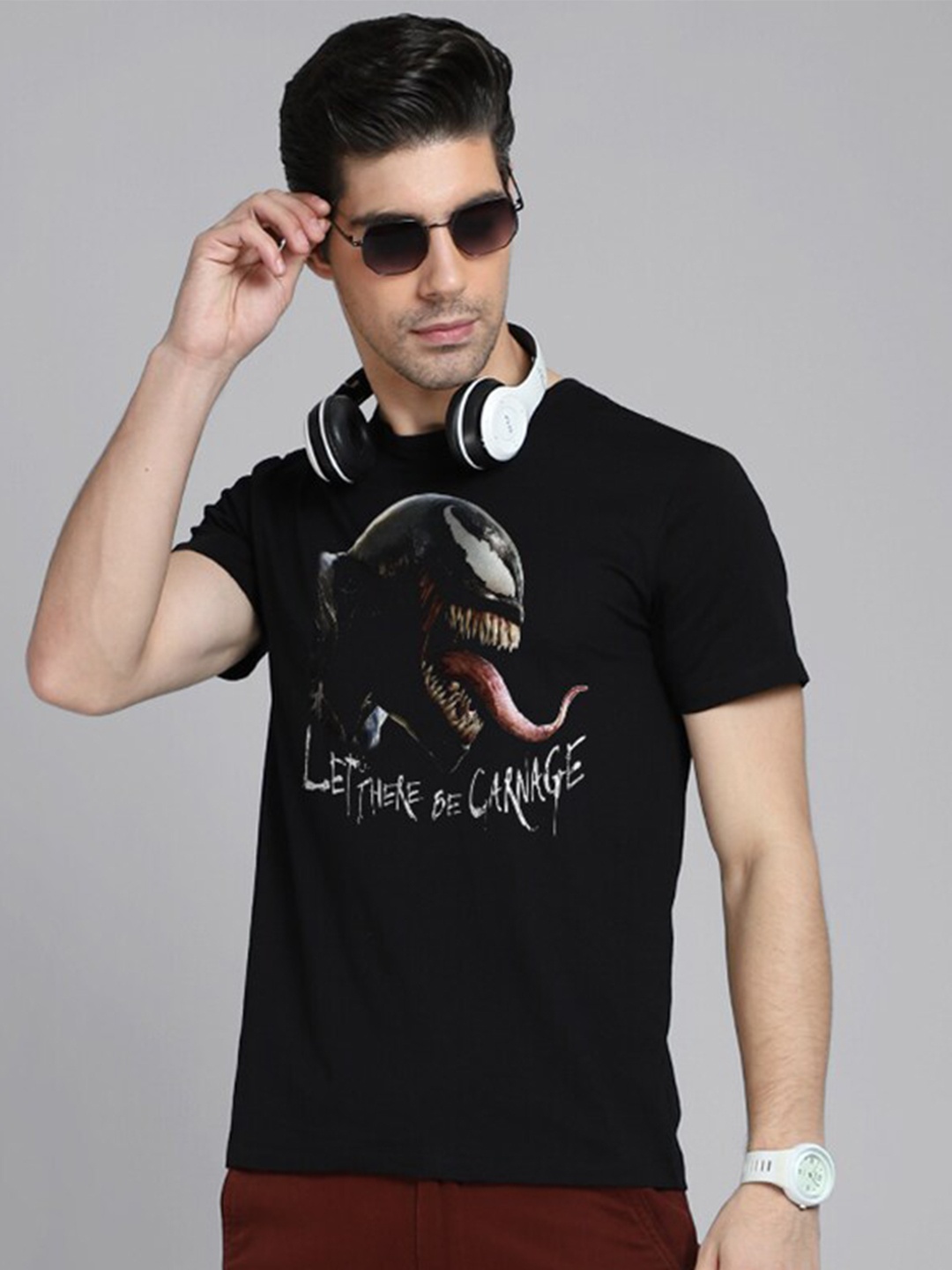 

Free Authority Men Black Venom Printed Pure Cotton T-shirt
