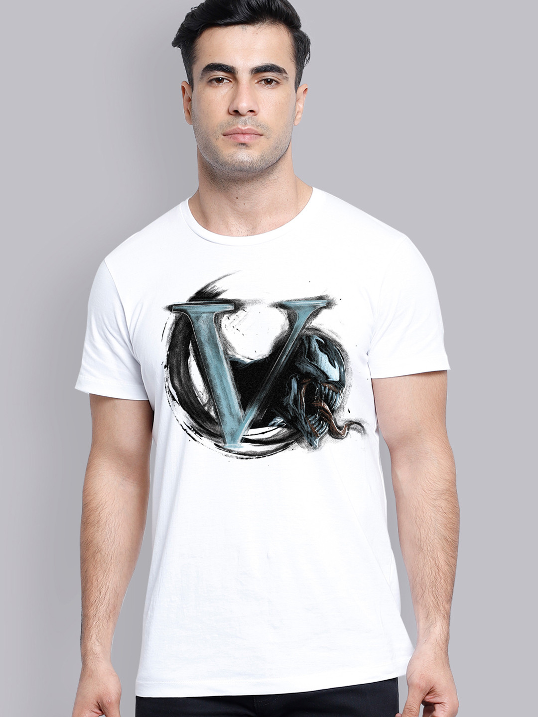 

Free Authority Men White Venom Printed T-shirt