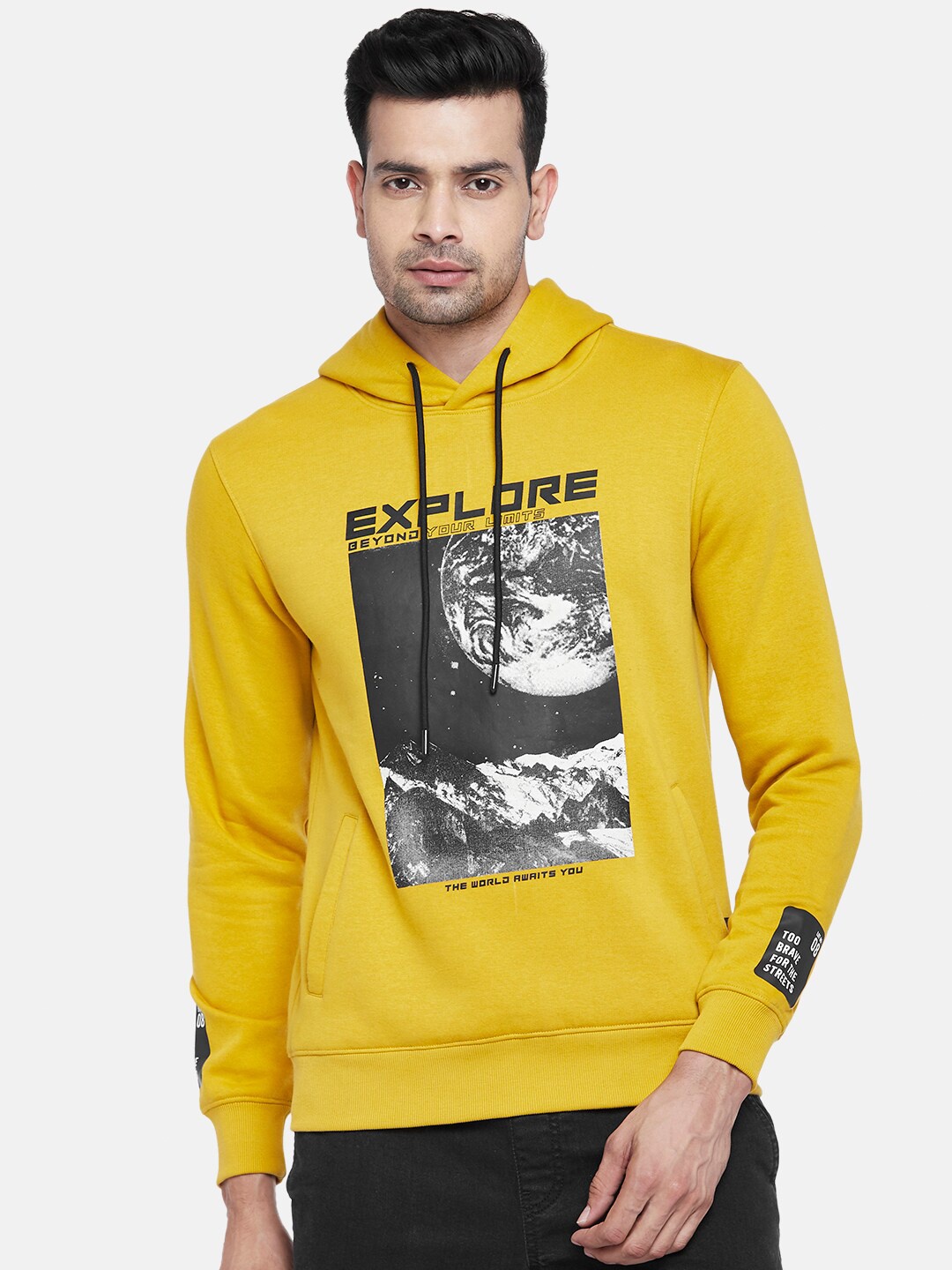 

People Men Mustard Printed Sweatshirt