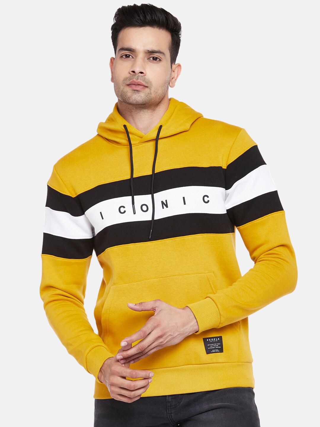 

People Men Mustard Striped Sweatshirt