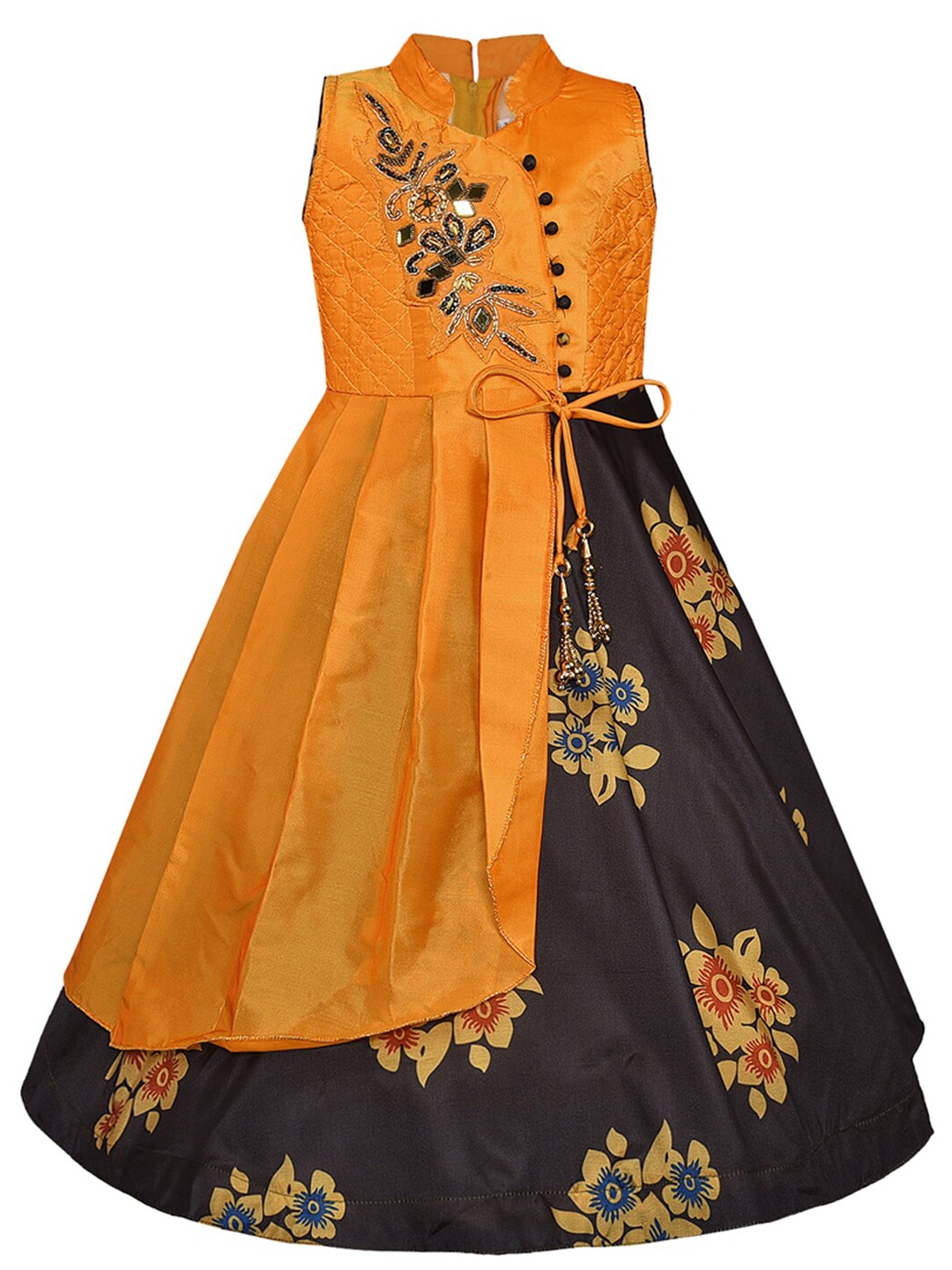 

Wish Karo Yellow Satin Maxi Dress