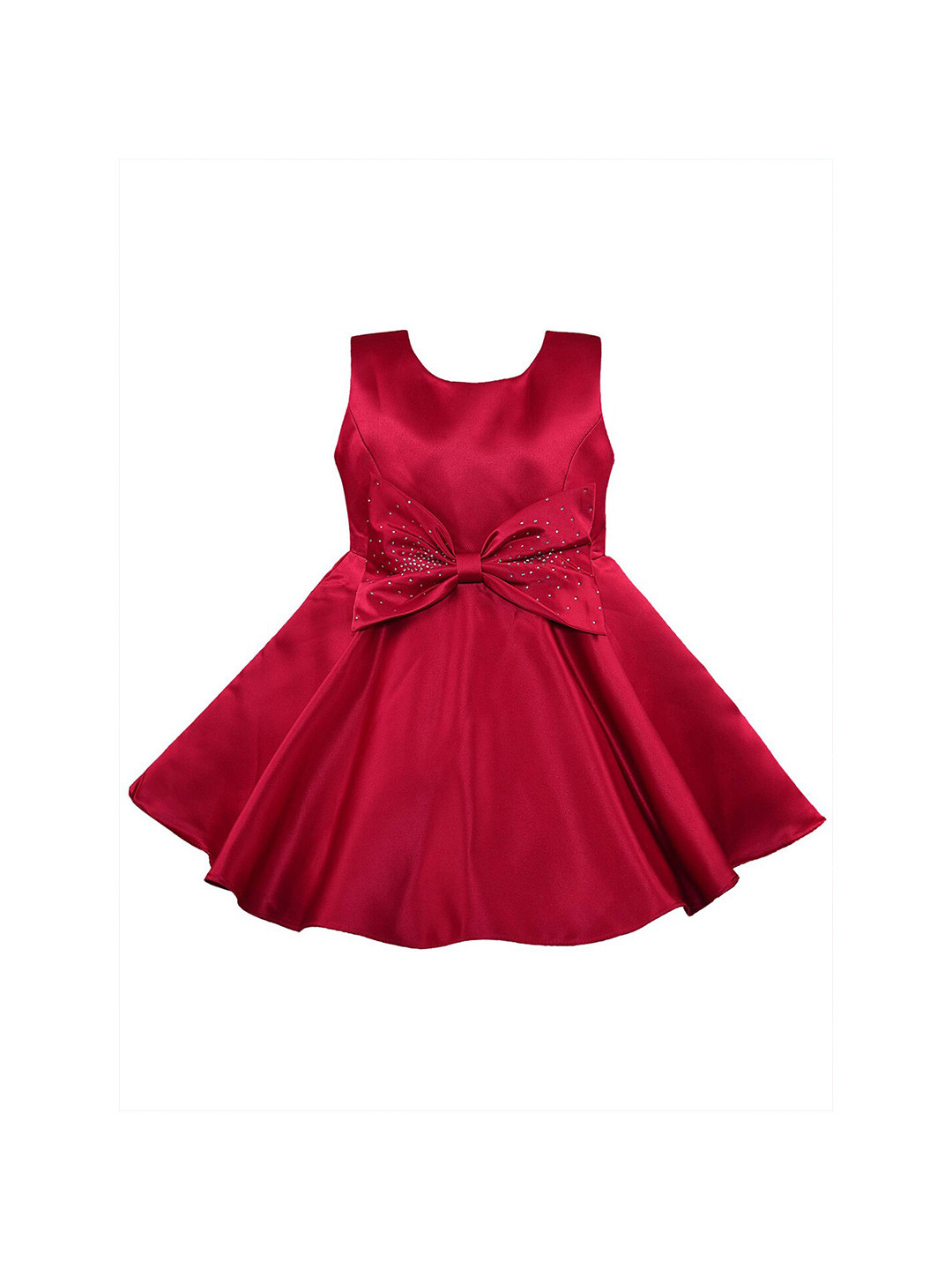 

Wish Karo Girls Red Solid Satin Dress With Bow
