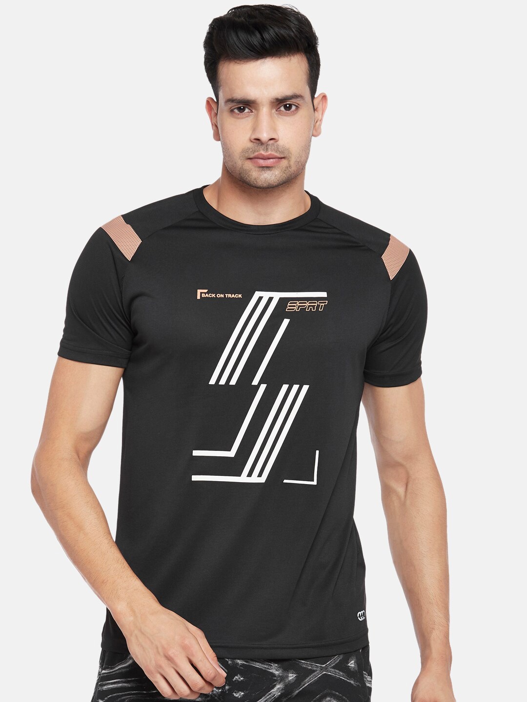 

Ajile by Pantaloons Men Black & White Typography Printed Slim Fit T-shirt