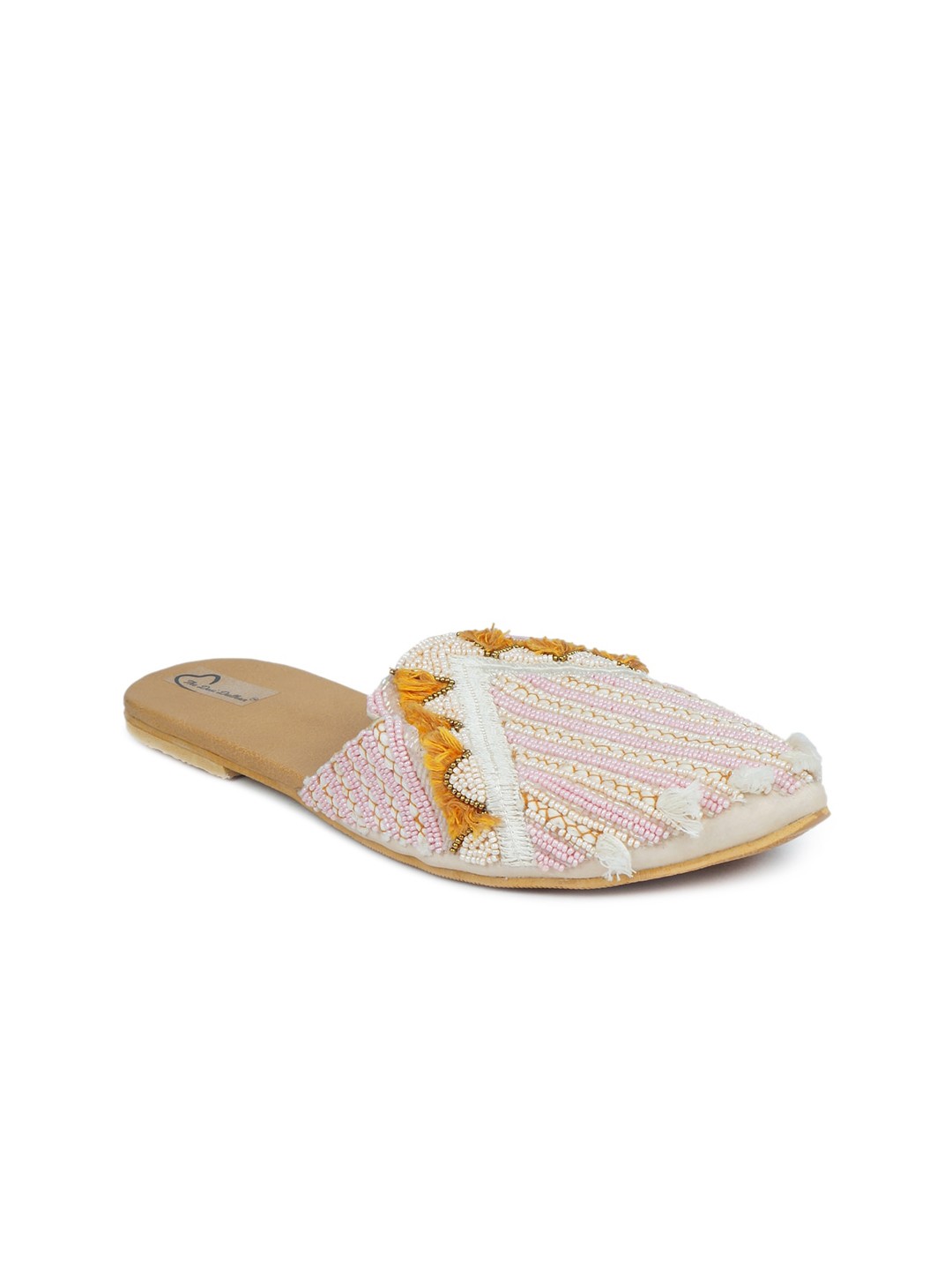 

The Desi Dulhan Women White Ethnic Embroidered Mules Flats