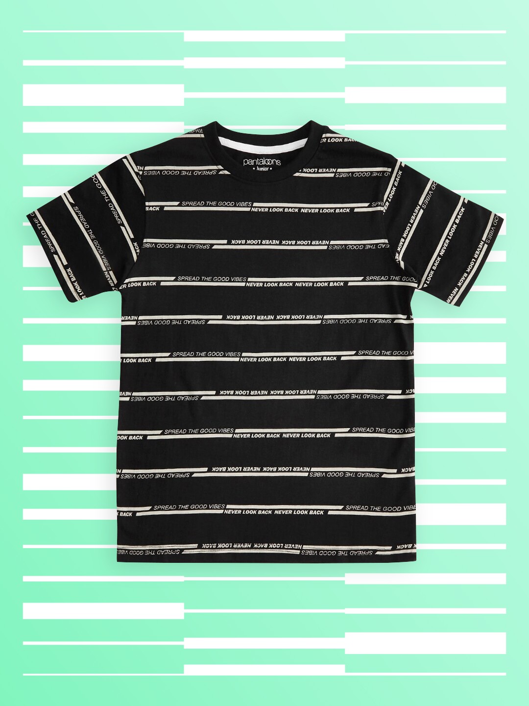 

Pantaloons Junior Boys Black Striped T-shirt