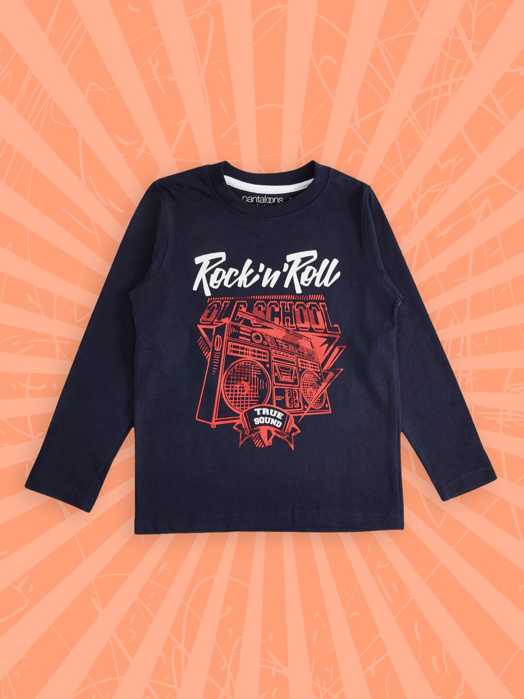 

Pantaloons Junior Boys Navy Blue Typography Printed Cotton T-shirt