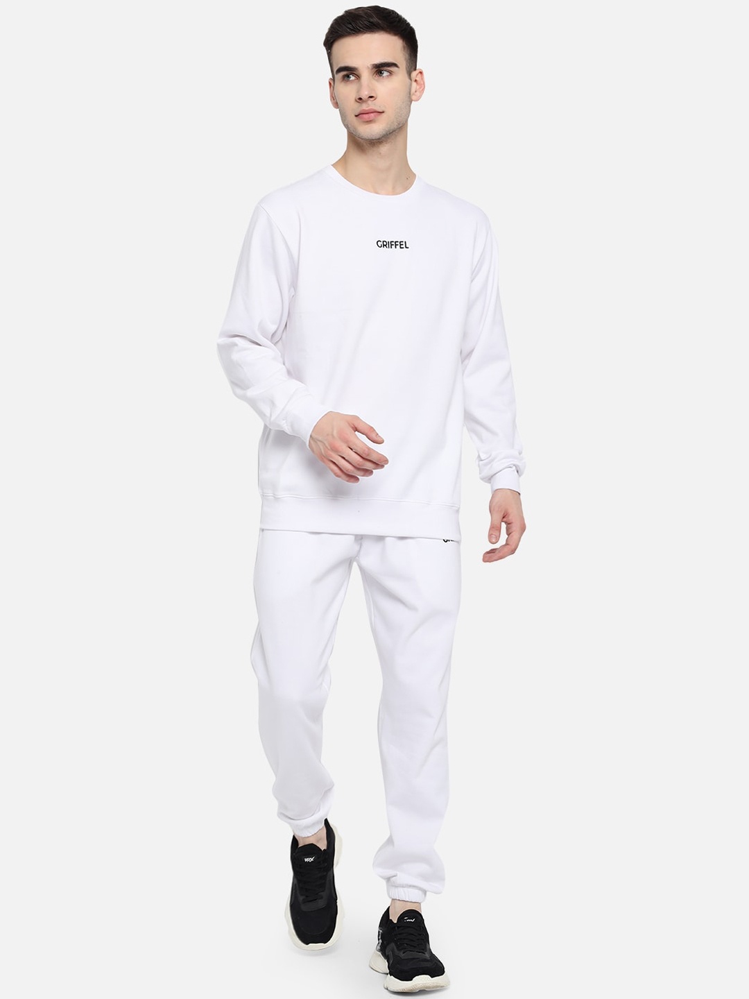 

GRIFFEL Men White Solid Cotton Tracksuit