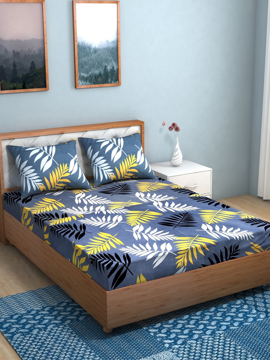 

TAG 7 Grey & Brown Floral 210 TC 2 King Bedsheet with 4 Pillow Covers