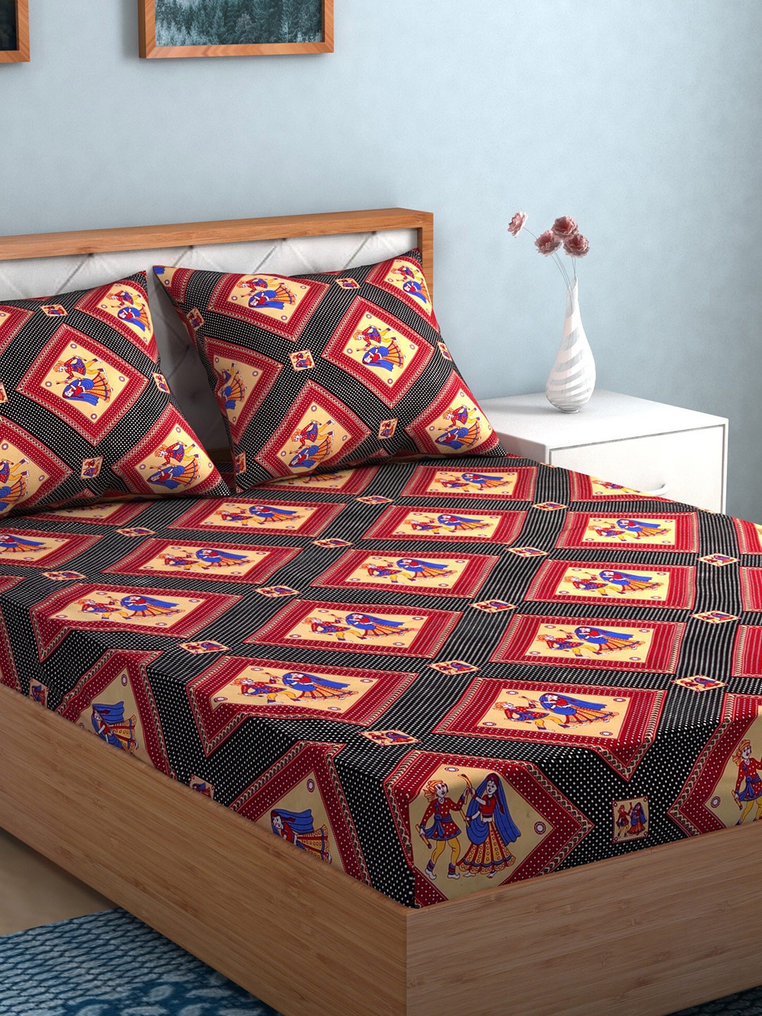

TAG 7 Multicoloured Floral Printed Cotton 210 TC 2 King Bedsheet with 4 Pillow Covers, Multi