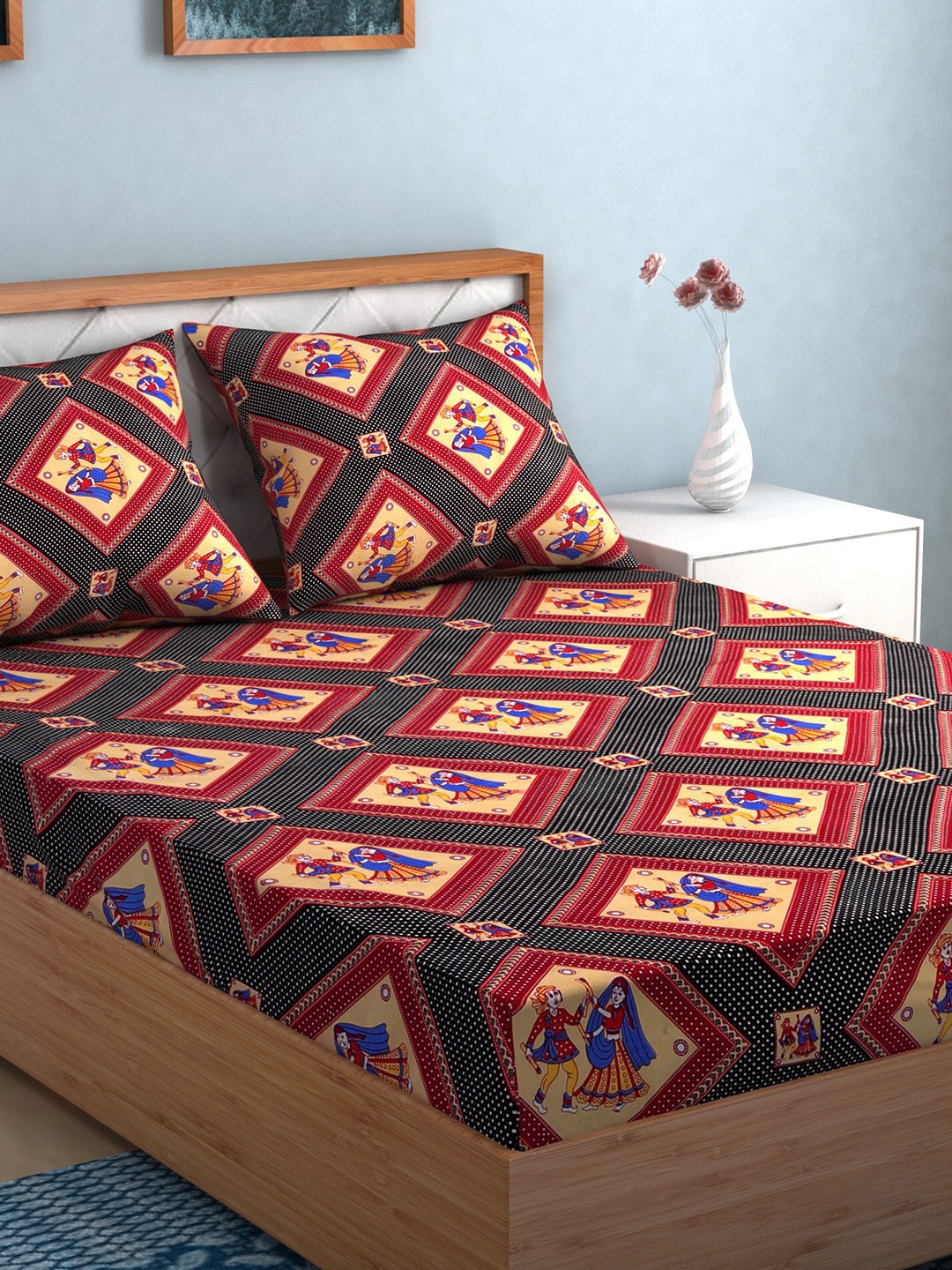 

TAG 7 Multi Floral 210 TC 2 King Bedsheet with 4 Pillow Covers, Na