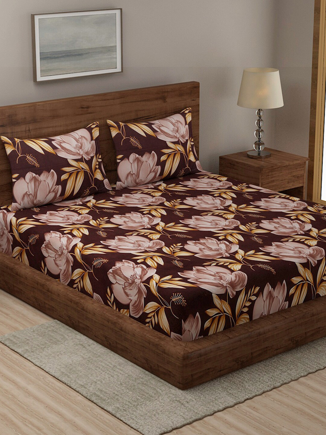 

TAG 7 Multicoloured Printed Cotton 210 TC 2 King Bedsheet with 4 Pillow Covers, Multi