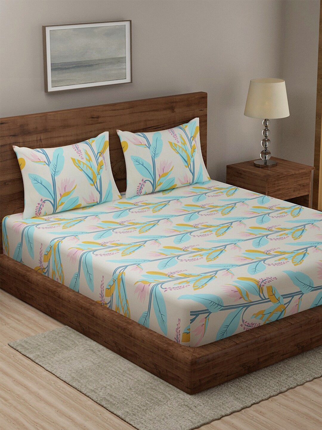 

TAG 7 Multicoloured Printed Cotton 210 TC 2 King Bedsheet with 4 Pillow Covers, Multi
