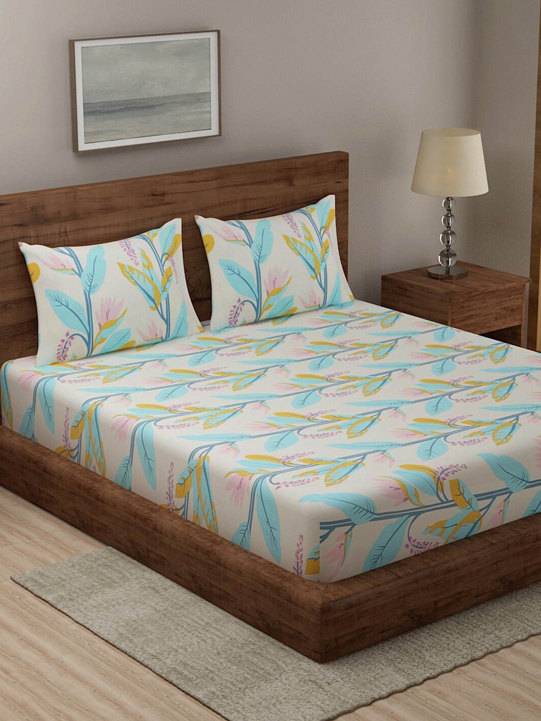 

TAG 7 Multicoloured Geometric 210 TC 2 King Bedsheet with 4 Pillow Covers, Multi
