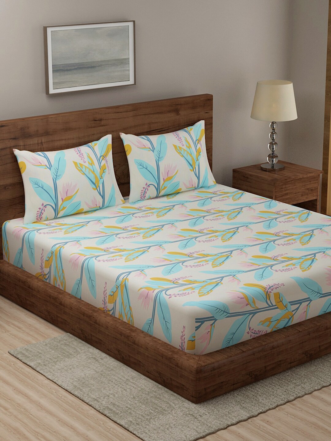 

TAG 7 Multicoloured Printed Cotton 210 TC 2 King Bedsheet with 4 Pillow Covers, Multi